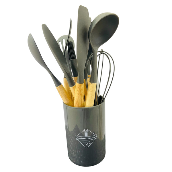 Set de Utensilios de Cocina de Silicona Antiadherente – 12 Piezas